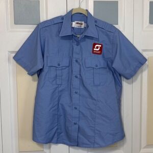 Elbeco Paragon Plus Mens Light Blue Short Sleeve SMART Patch Uniform Shirt 42